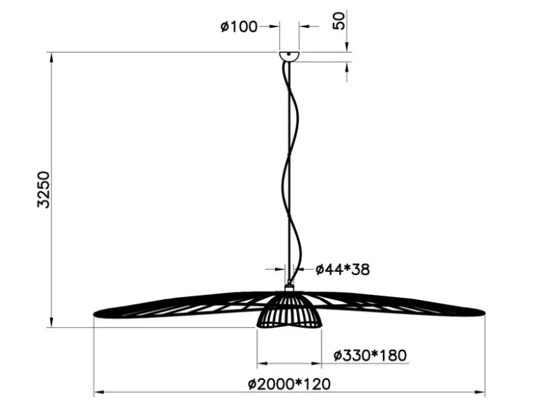XXL Pendelleuchte LAURIS mit Gitter Lampenschirm Schwarz Gold, Ø 200cm