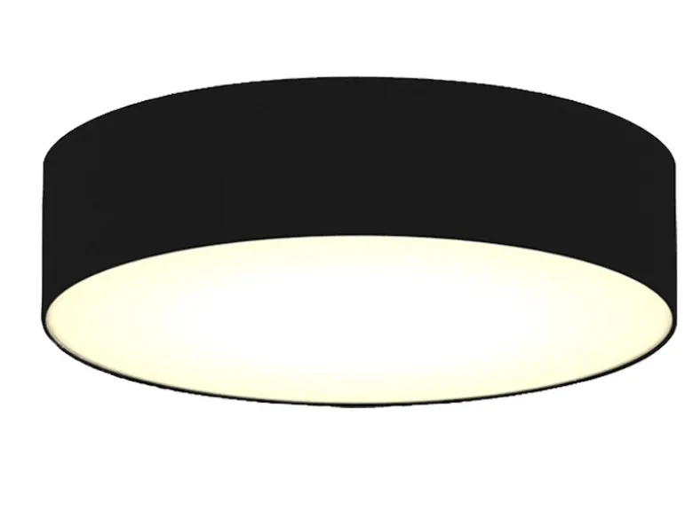 Zeitlose runde Deckenleuchte mit LED Stoffschirm Schwarz Ø 60cm