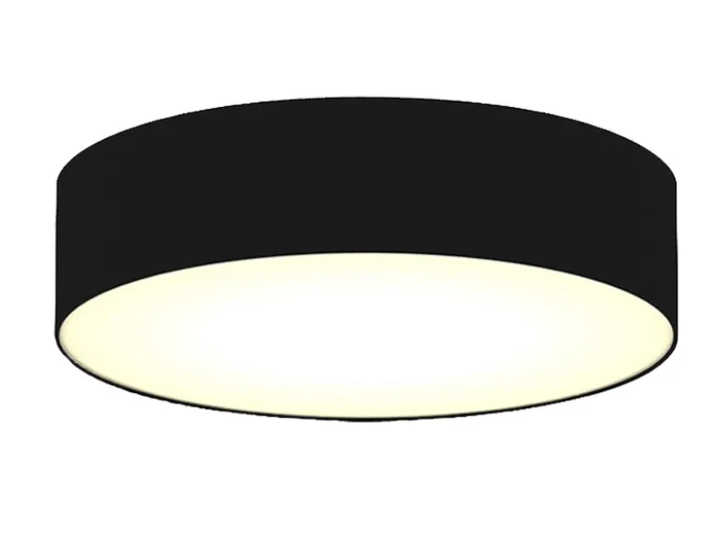 Zeitlose runde Deckenleuchte mit LED Stoffschirm Schwarz Ø 50cm