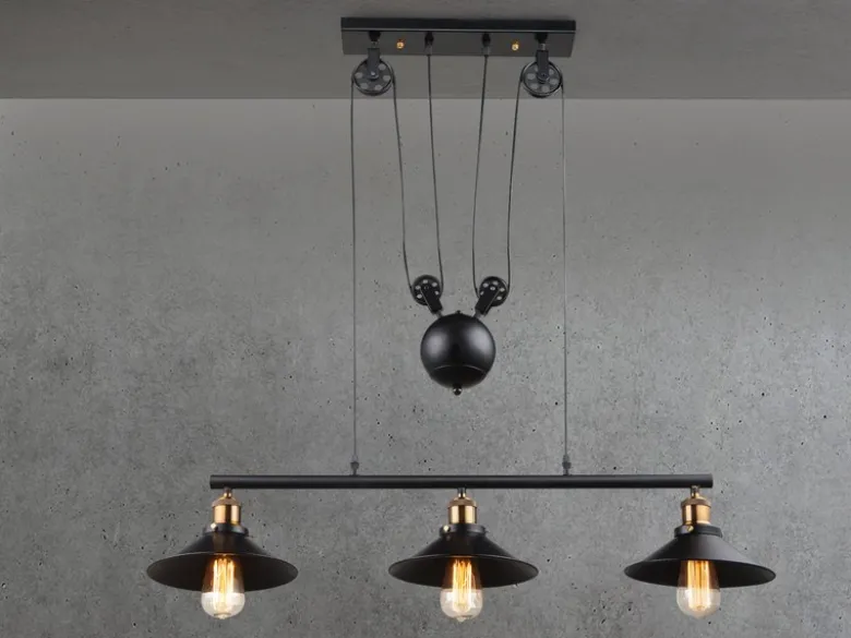 Zugpendelleuchte LENIUS 3-flammig höhenverstellbar bis 180cm, Breite 92cm