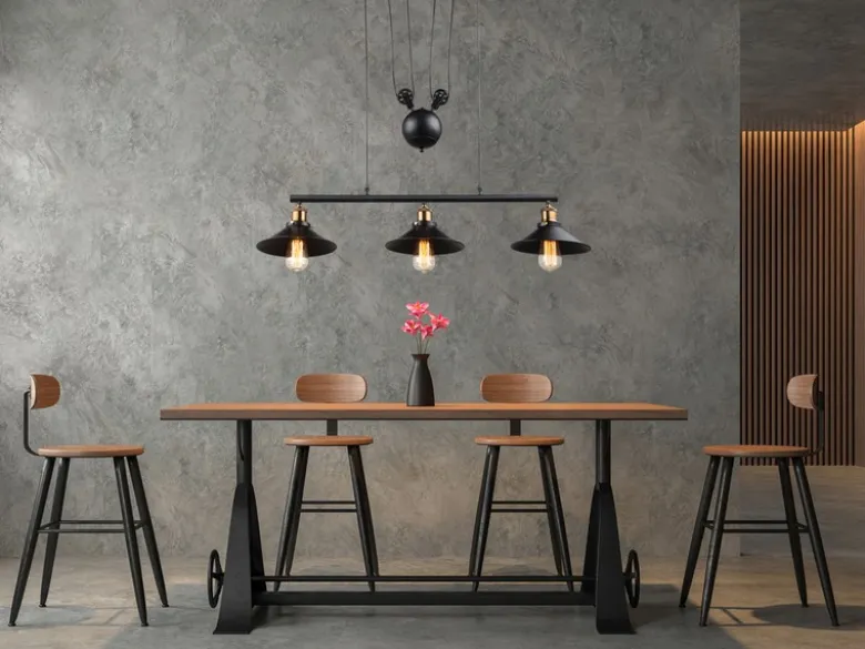 Zugpendelleuchte LENIUS 3-flammig höhenverstellbar bis 180cm, Breite 92cm