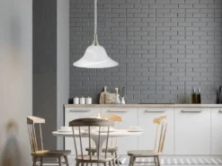 Zugpendelleuchte VIOLA Glas weiß höhenverstellbar Silber, Ø 39cm