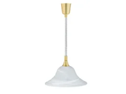 Zugpendelleuchte VIOLA Glas weiß höhenverstellbar Messing, Ø 39cm